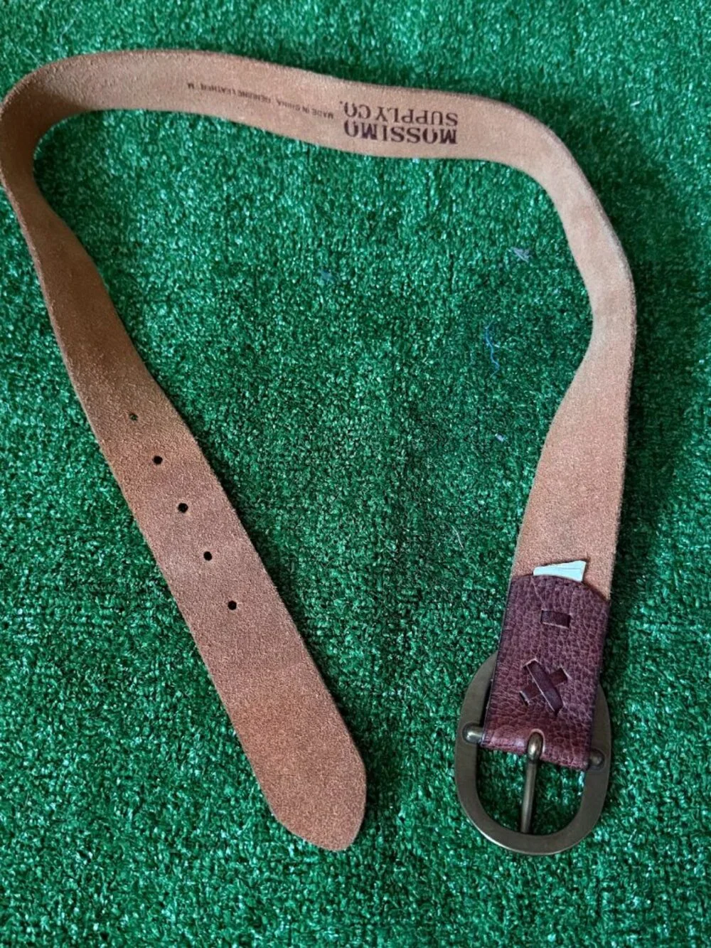 Mossimo Supply Co Brown Genuine Leather Belt Oval Buckle Size M Vintage Unisex